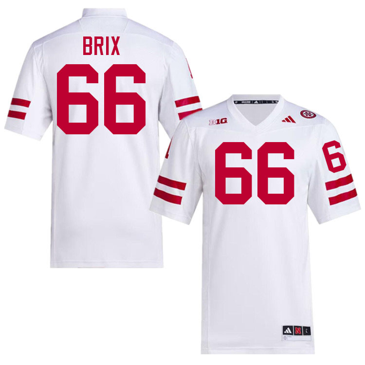 Nebraska Cornhuskers #66 Grant Brix College Football Jerseys Stitched-White Nebraska Cornhuskers #66 Grant Brix College Football Jerseys Stitched-White